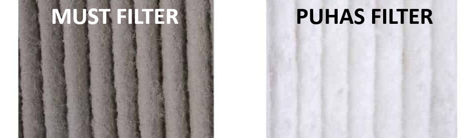 Must ja puhas ventilatsioonifilter